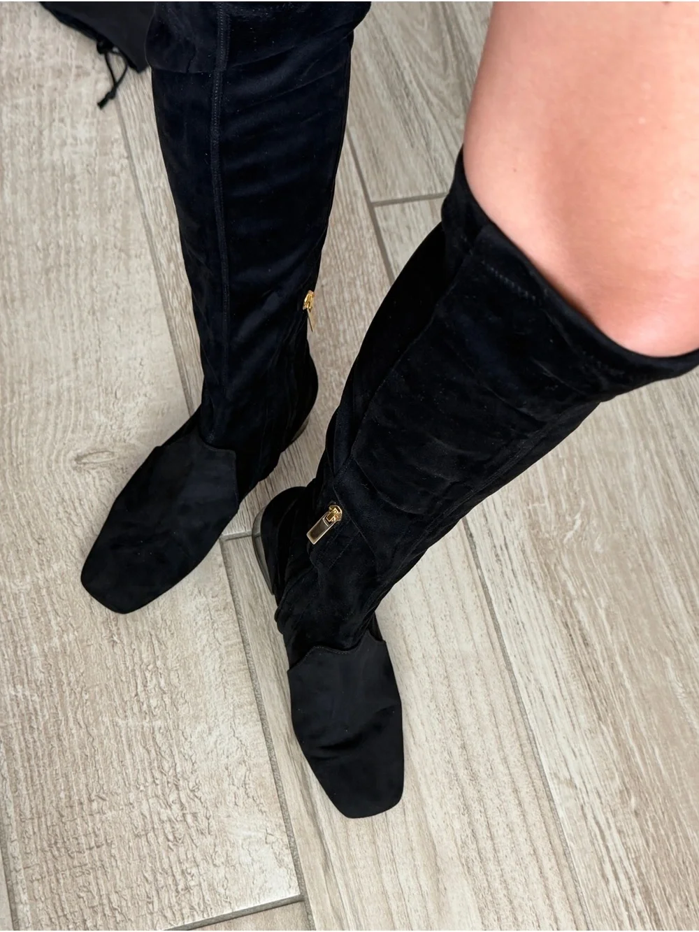 Marella Black Suede Over-the-Knee Boots – Made in Italy
